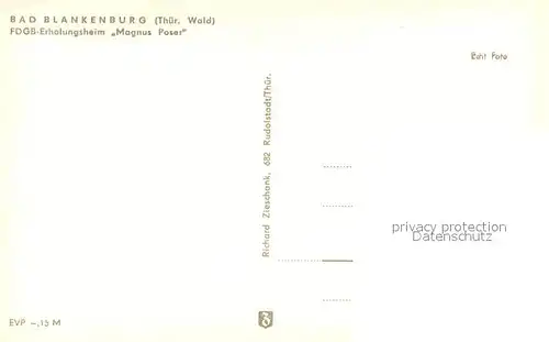 AK / Ansichtskarte Bad_Blankenburg FDGB Erholungsheim Magnus Poser Aussenansicht Bad_Blankenburg