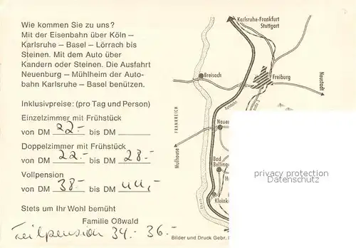 AK / Ansichtskarte Endenburg Teilansicht m. Gaststaette und Wegbeschreibung Endenburg