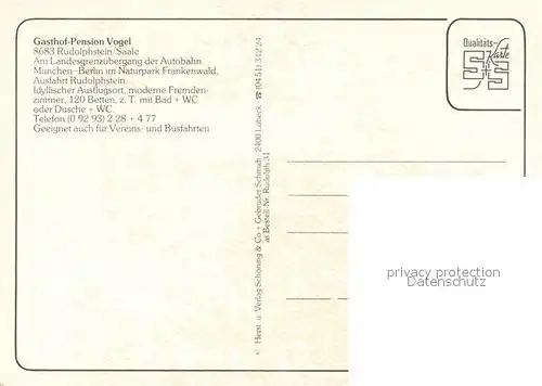 AK / Ansichtskarte Rudolphstein Gasthof Vogel Innen  und Aussenansichten Rudolphstein