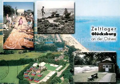 AK / Ansichtskarte Gluecksburg_Ostseebad Fliegeraufnahme Zeltlager Gluecksburg Gluecksburg_Ostseebad