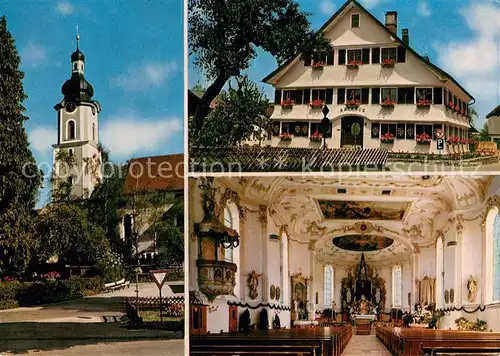 AK / Ansichtskarte Scheidegg_Allgaeu Pfarrkirche St. Gallus und Rathaus Scheidegg Allgaeu