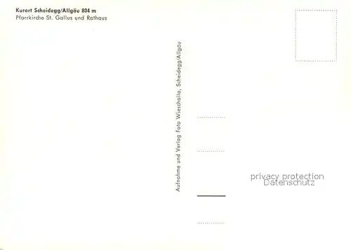 AK / Ansichtskarte Scheidegg_Allgaeu Pfarrkirche St. Gallus und Rathaus Scheidegg Allgaeu