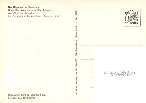 AK / Ansichtskarte Biggesee Fliegeraufnahme m. Autobahn Sauerlandlinie Biggesee