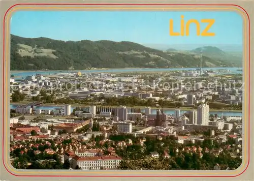AK / Ansichtskarte Linz_Donau Donaustadt am Alpenrand mit Urfahr und Hafengelaende Linz_Donau