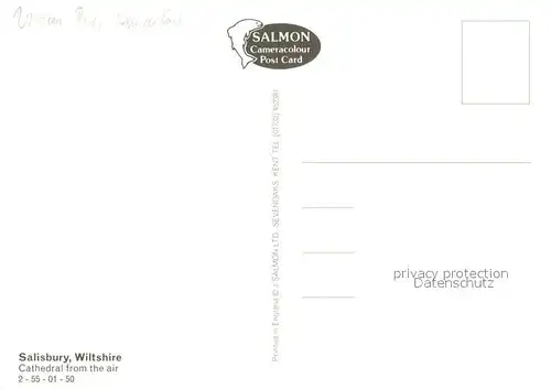 AK / Ansichtskarte Salisbury_Wiltshire Cathedral aerial view 