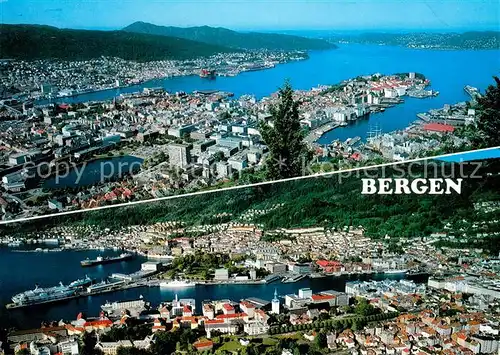 AK / Ansichtskarte Bergen_Norwegen Panorama Hafen Bergen Norwegen
