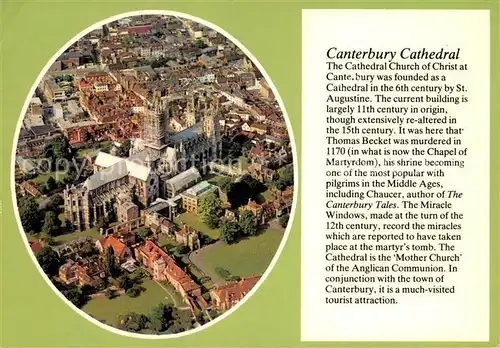 AK / Ansichtskarte Canterbury_Kent Cathedral aerial view History 