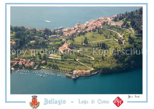 AK / Ansichtskarte Bellagio_Lago_di_Como Veduta aerea di Villa Serbelloni e Borgo Bellagio_Lago_di_Como