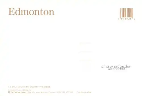 AK / Ansichtskarte Edmonton_Alberta Aerial view of Legislative Building Edmonton Alberta