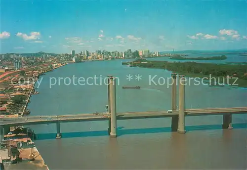 AK / Ansichtskarte Porto_Alegre Getulio Vargas crossing over Guaiba River aerial view Porto_Alegre