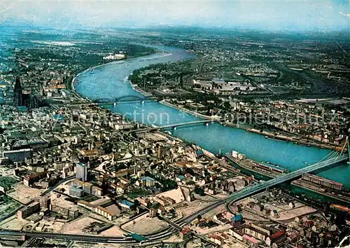 AK / Ansichtskarte Koeln_Rhein Stadtblick mit Rheinlauf und Dom Koeln_Rhein