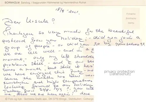 AK / Ansichtskarte Sandvig_Danmark i baggrunden Hammerso og Hammershus Ruiner 