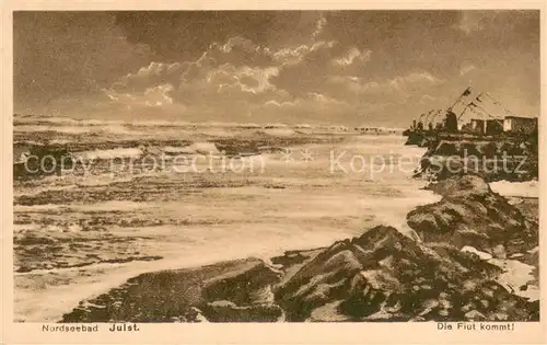 AK / Ansichtskarte Juist_Nordseebad Die Flut kommt Nordseeinsel Juist_Nordseebad
