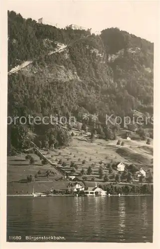 AK / Ansichtskarte Buergenstock Buergenstockbahn Bergbahn Ansicht vom Vierwaldstaettersee aus Buergenstock