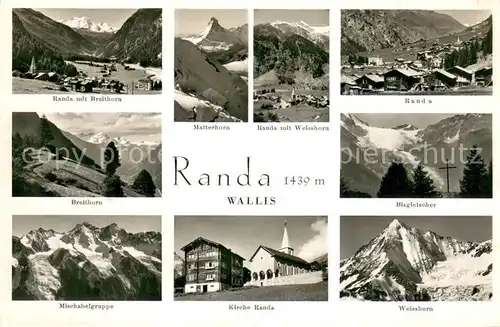 AK / Ansichtskarte Randa_VS Gesamtansicht mit Alpenpanorama Matterhorn Bisgletscher Kirche Mischabelgruppe 