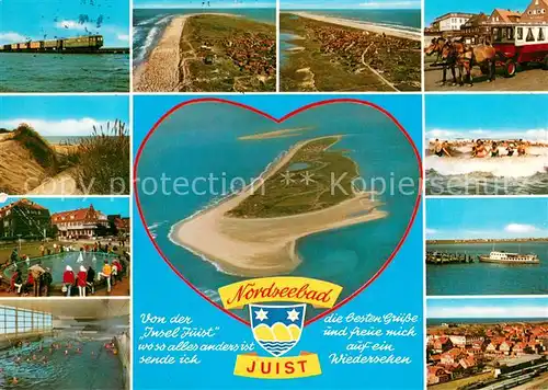 AK / Ansichtskarte Juist_Nordseebad Teilansichten Inselbahn Pferdebus Wellenbad Luftbild Juist_Nordseebad