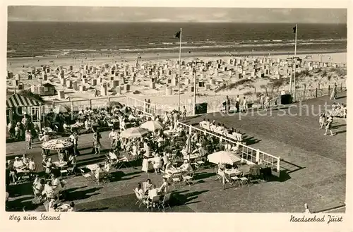 AK / Ansichtskarte Juist_Nordseebad Weg zum Strand Strandcafe Juist_Nordseebad