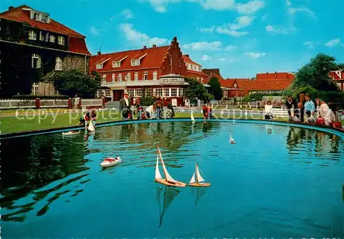 AK / Ansichtskarte Juist_Nordseebad Schiffchenteich am Kurplatz Juist_Nordseebad