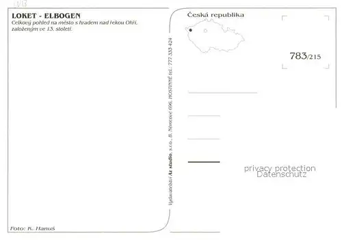 AK / Ansichtskarte Elbogen_Loket_Czechia Cekovy pohled na mesto s hradem nad jekou Ohri zalozenym 