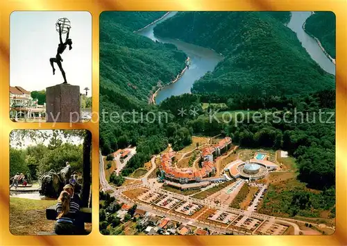 AK / Ansichtskarte Orscholz Ortseingang Erholungspark Blumenfels Rehazentrum Saarschleife Fliegeraufnahme Orscholz