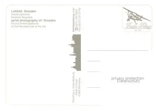 AK / Ansichtskarte Dresden Dreikoenigskirche Fliegeraufnahme Dresden
