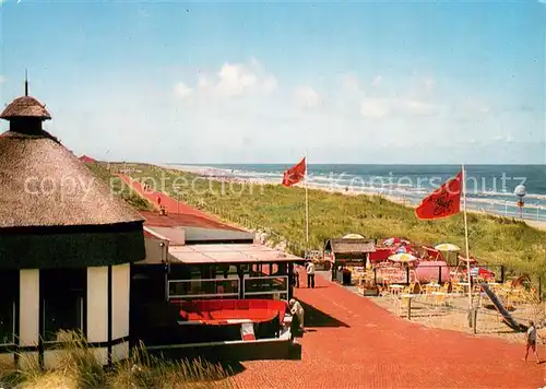 AK / Ansichtskarte Juist_Nordseebad Gaststaette Strandkorb mit Promenade und Strand Juist_Nordseebad