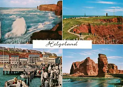 AK / Ansichtskarte Helgoland Sturmflut Klippenweg Ausbootung Landunsbruecke Nordspitze mit Langer Anna Helgoland