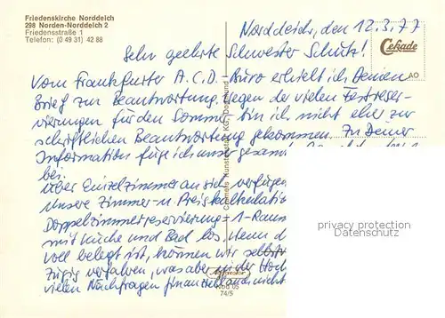 AK / Ansichtskarte Norden_Norddeich_Nordseebad Friedenskirche Innenansicht 