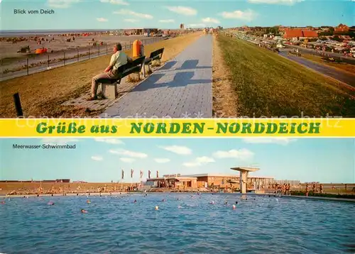 AK / Ansichtskarte Norddeich__Norden_Nordseebad Strandpromenade Meerwasser Schwimmbad 