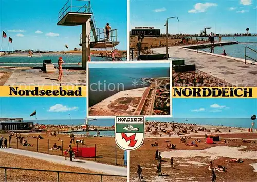 AK / Ansichtskarte Norddeich__Norden_Nordseebad Meerwasser Schwimmbad Sprungturm Strand Luftbild 