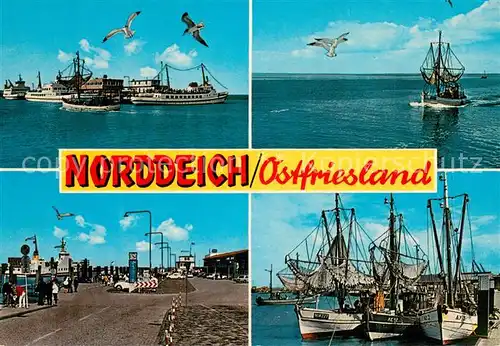 AK / Ansichtskarte Norddeich__Norden_Nordseebad Hafen Faehren Fischkutter 