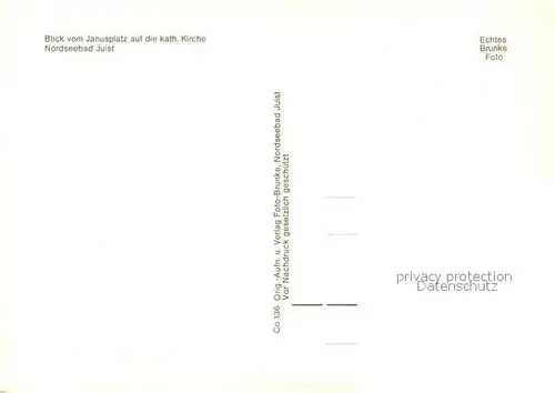 AK / Ansichtskarte Juist_Nordseebad Blick vom Janusplatz zur Kirche Juist_Nordseebad