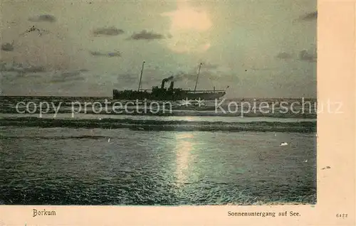 AK / Ansichtskarte Borkum Sonnenuntergang auf See Dampfer Borkum