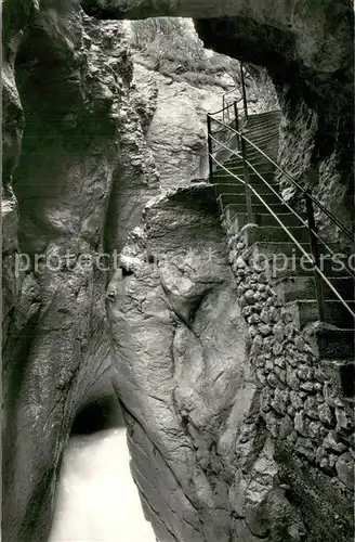 AK / Ansichtskarte Rosenlaui_BE Gletscherschlucht Treppe Rosenlaui_BE