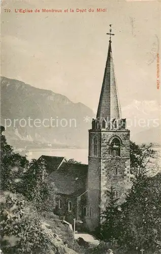 AK / Ansichtskarte Montreux__VD Eglise et la Dent du Midi 