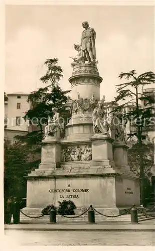AK / Ansichtskarte Genova_Genua_Liguria Monumento Cristoforo Colombo La Patria Genova_Genua_Liguria
