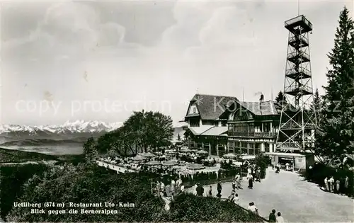 AK / Ansichtskarte Uetliberg_ZH Restaurant Uto Kulm mit Berner Alpen Uetliberg ZH