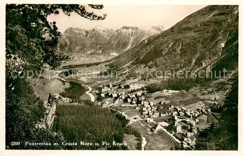 AK / Ansichtskarte Pontresina mit Crasta Mora und Piz Kesch Pontresina