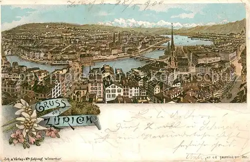 AK / Ansichtskarte Zuerich_ZH Panorama mit Limmat Zuerich_ZH