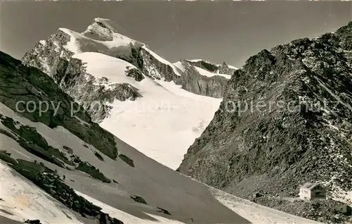 AK / Ansichtskarte Saas Fee Britannia Huette SAC mit Allalinhorn Saas Fee