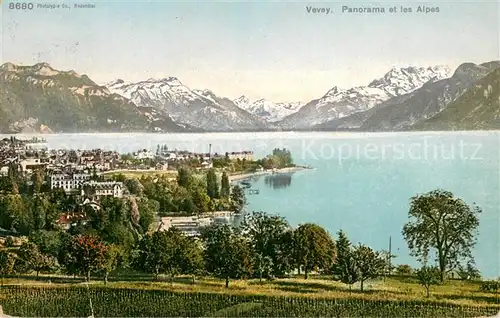 AK / Ansichtskarte Vevey_VD Panorama et les Alpes Vevey_VD
