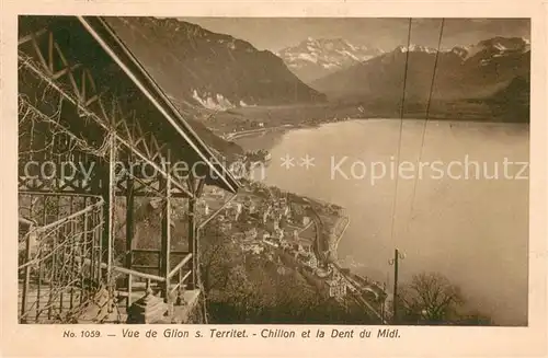 AK / Ansichtskarte Territet_Montreux_VD Vue de Glion Chillon et la Dent du Midi 