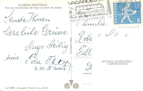 AK / Ansichtskarte Clarens__Montreux_VD Vue sur les Rochers de Naye et Dent de Jaman 