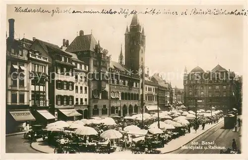 AK / Ansichtskarte Basel_BS Marktplatz mit Rathaus Basel_BS