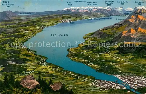 AK / Ansichtskarte Geneve_GE Panoramakarte mit Lac Leman Geneve_GE