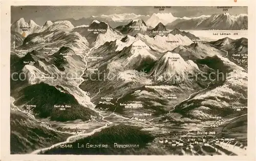 AK / Ansichtskarte Gruyeres_FR Panoramakarte Gruyeres FR