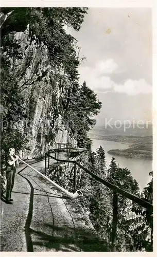 AK / Ansichtskarte Buergenstock_Vierwaldstaettersee Alphornblaeser im Felsenweg Buergenstock
