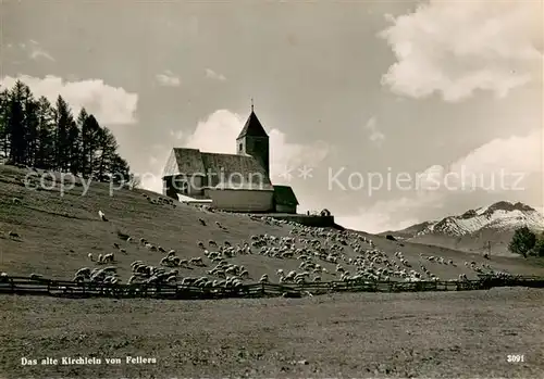 AK / Ansichtskarte Fellers_Falera_GR Alte Kirche Schafherde Alpen 