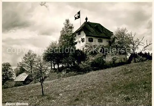 AK / Ansichtskarte Gossau_SG Schloss Oberberg Schweizer Flagge Gossau_SG