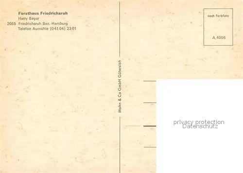 AK / Ansichtskarte Friedrichsruh_Aumuehle Forsthaus Friedrichsruh Friedrichsruh_Aumuehle